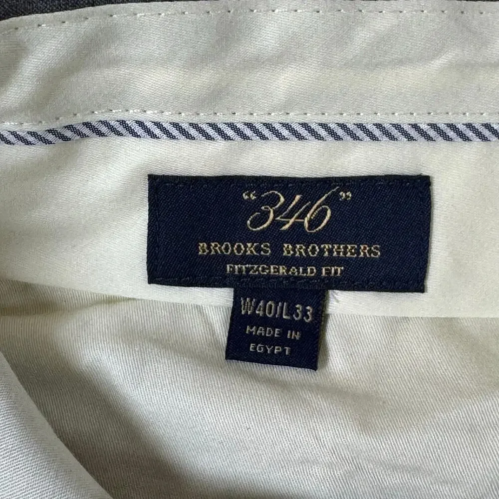 Brooks Brothers Pants Mens 40x33 Act (40x32 )Gray Explorer Fitzgerald Flat Front